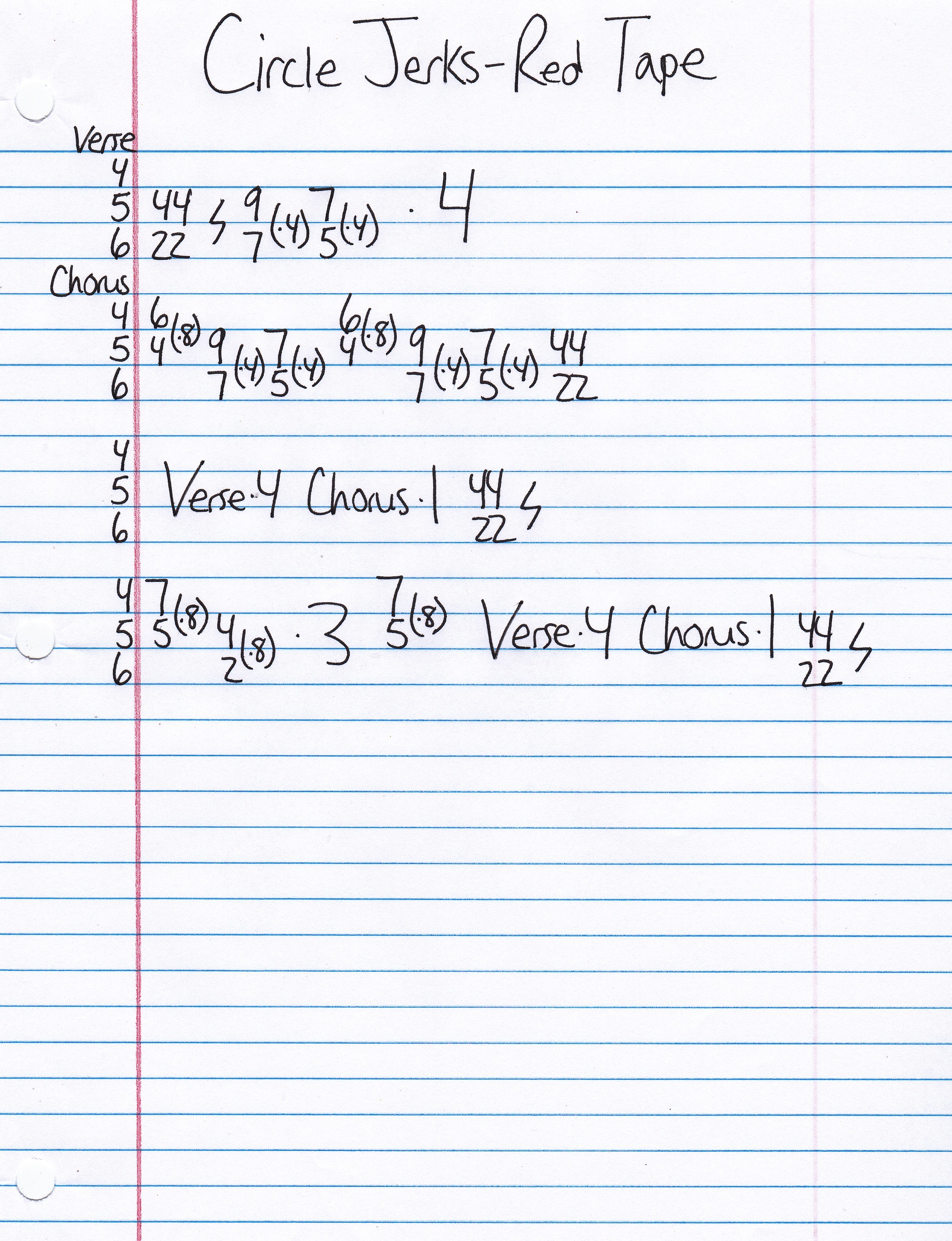 High quality guitar tab for Red Tape by Circle Jerks off of the album Group Sex. ***Complete and accurate guitar tab!***